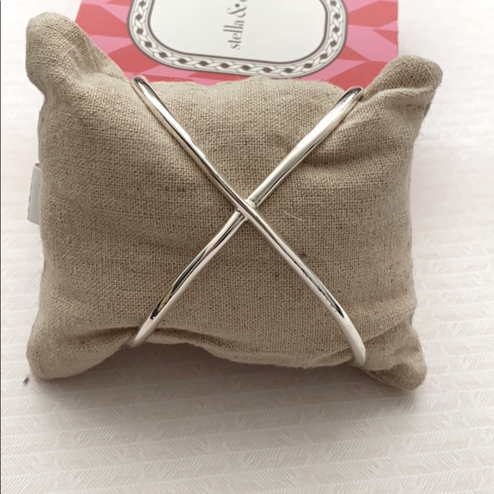 Stella & Dot Silver Cross Cuff Bracelet